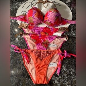 Victoria’s secret’s bikini push-up 34DD/S set embellished bottoms